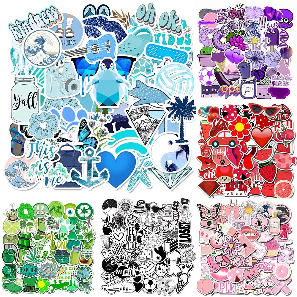 53 Pcs Pink Aesthetic Sticker Pack Vinyl Waterproof Water Bottle Laptop ...