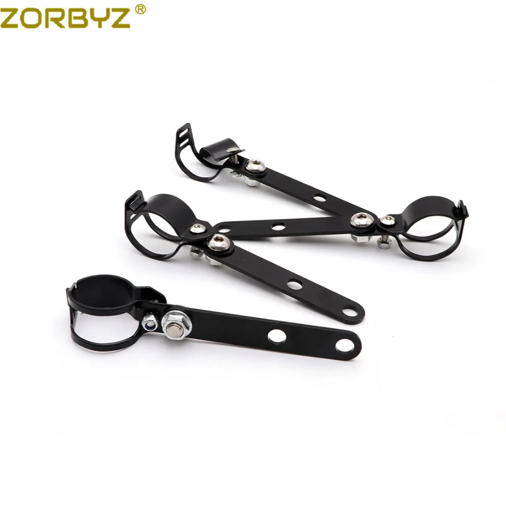 ZORBYZ Motorcycle 41-51mm Black Metal Adjustable Headlight Indicator Mounting Fork Bracket For Cafe Racer Bobber Chopper Custom