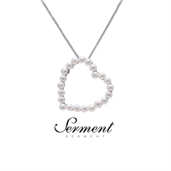 

SERMENT Love Heart Pearl Pendant Necklace Gold Silver Color Simple Fashion Female Pendant Necklace Jewelry Accessories