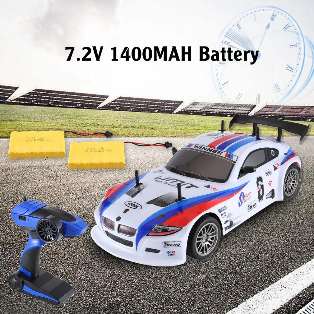 1/10 1400mAh 2,4G гоночный автомобиль 1:10 RC модель автомобиля 25 км/ч плоский спортивный Дрифт автомобиль игрушки 2 Батареи ЕС Разъем для детей