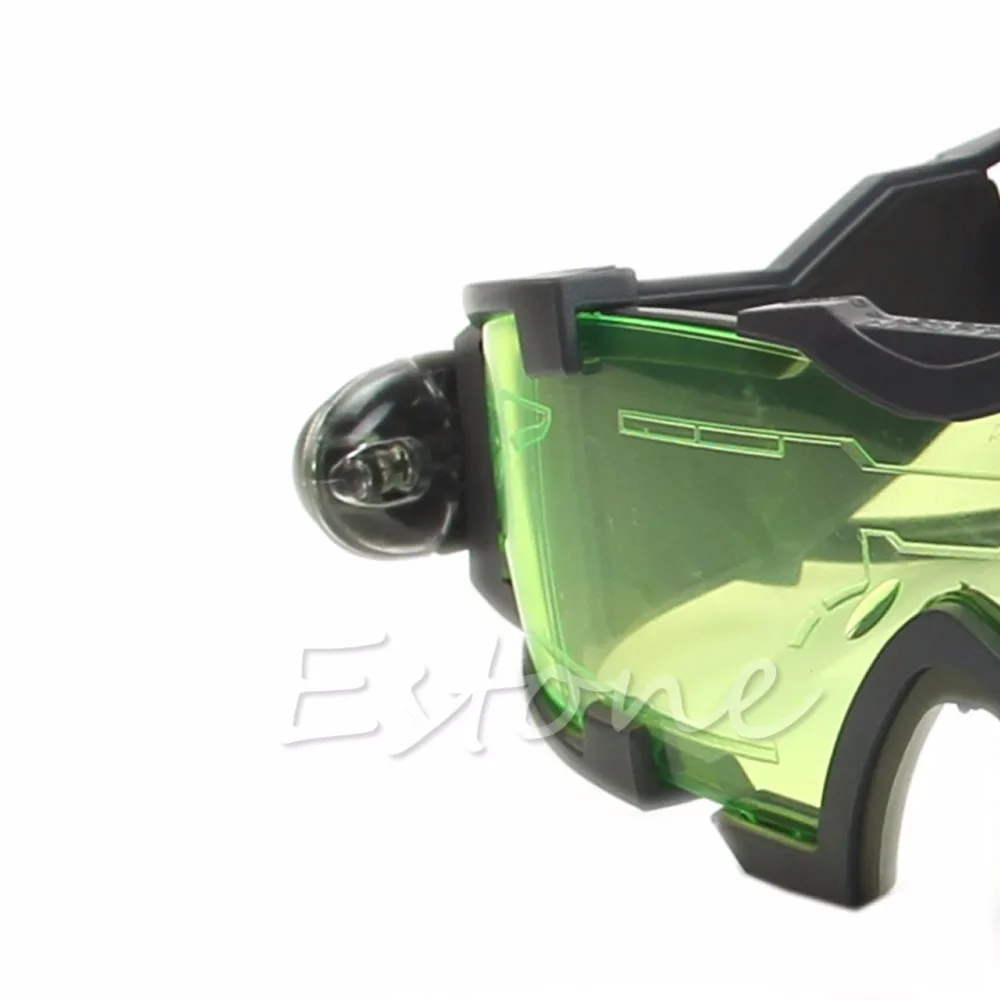 Adjustable Elastic Band Night Vision Goggles Glass Children Protection Glasses Cool Green Lens Eye Shield With LED