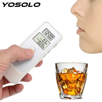 

YOSOLO Alcohol Detector LCD Clock Car Electronics Breathalyzer Alcohol Breath Tester Backlight LCD Screen Breathalyser Device