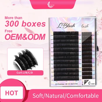 

LBLASH Eyelash Extension 12 Lines/Tray Silk Cilios Soft Professionals Individual Eye Lash Extensions J B C D Curl False Lashes