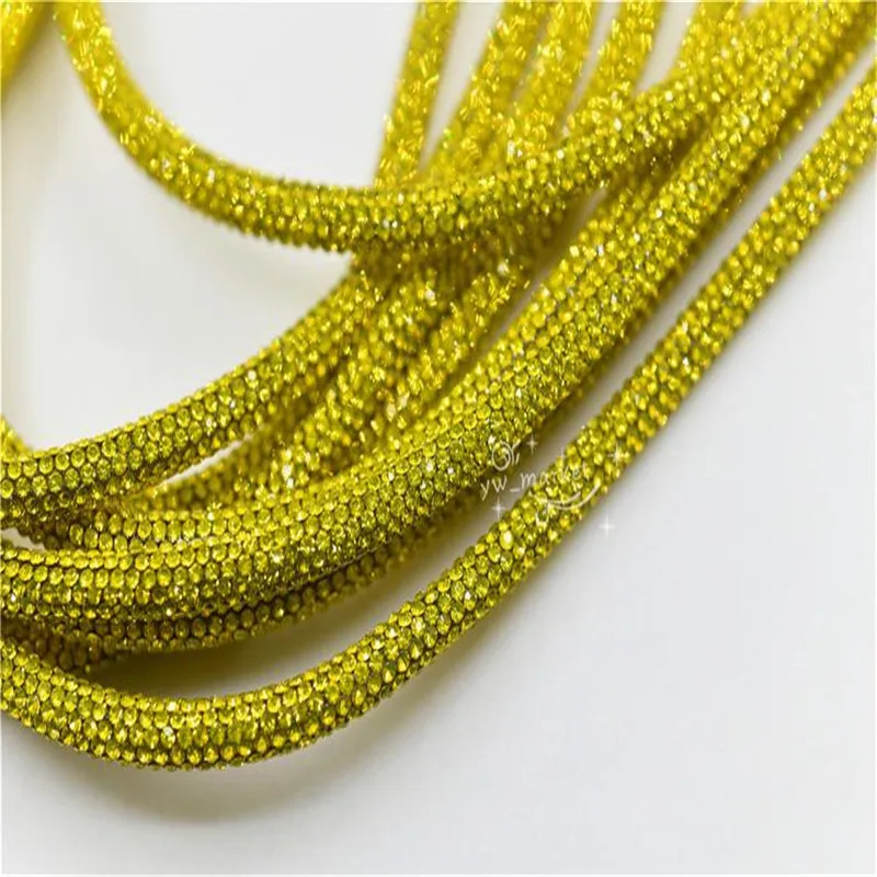 5 ярдов хрустальные стразы блестящая цепочка для невесты аппликация для изготовления ювелирных изделий - Цвет: lemon yellow