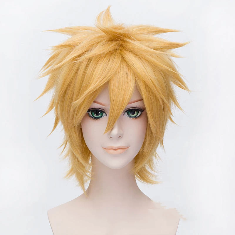 

Ktip Up Naruto Uzumaki Cosplay Wigs Golden Short Fluffy Shaggy Layered Heat Resistant Synthetic Hair Anime Costume Wig+Wig Cap