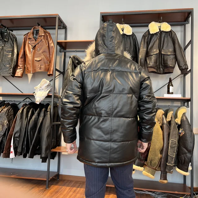 EDIFICE SHEEPLEATHER DOWN JACKET BROWN L｜メンズ