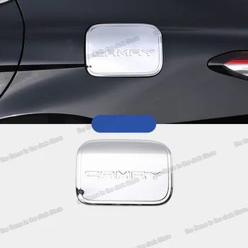 

lsrtw2017 carbon fiber shiny silver hybrid car fuel cap tank cover for toyota camry 2018 2019 2020 xv70 black blue accessories