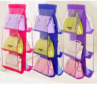 

Double-sided Six-layer Bag Six-port Handbag Receiving and Finishing Bag Hanging Multi-layer Perspective Dustproof