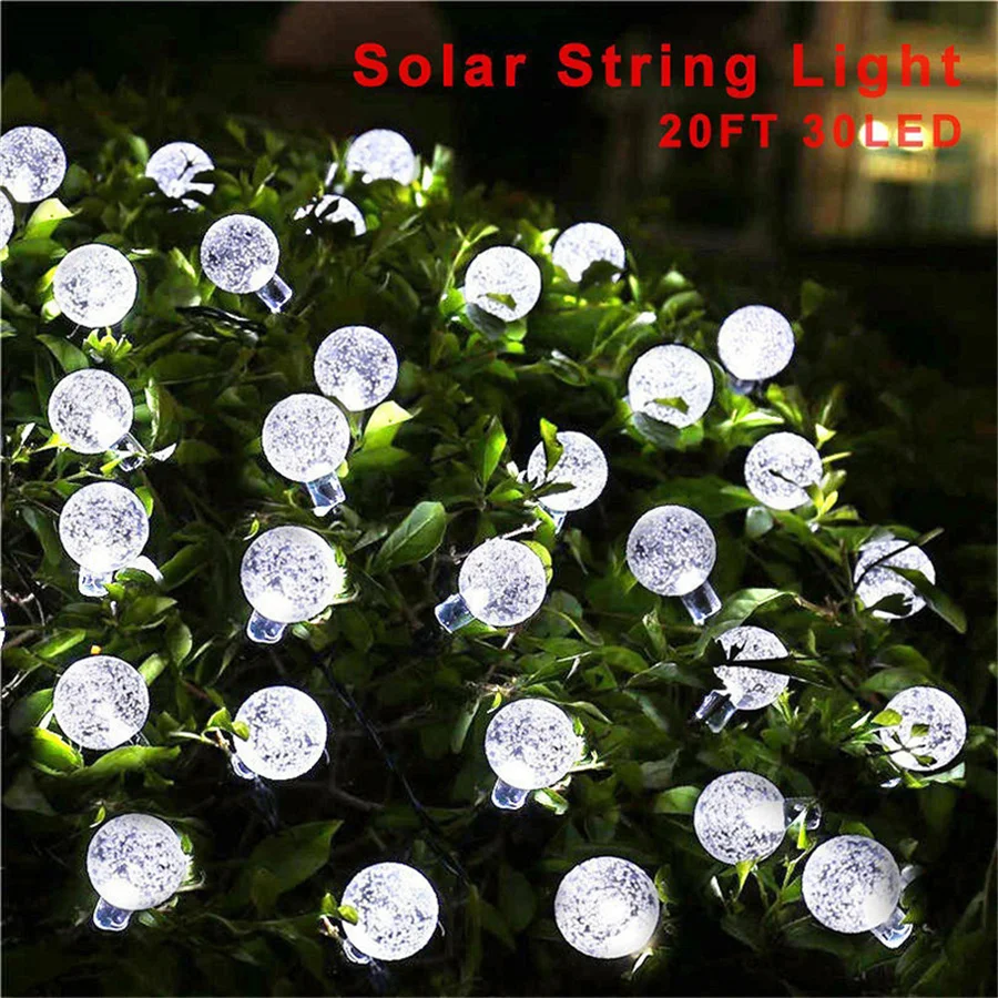 Outdoor Solar Crystal Ball Bulb String Lights 20/30/50led Waterproof Fairy Garden Lights Garlands For Christmas Party Decoration