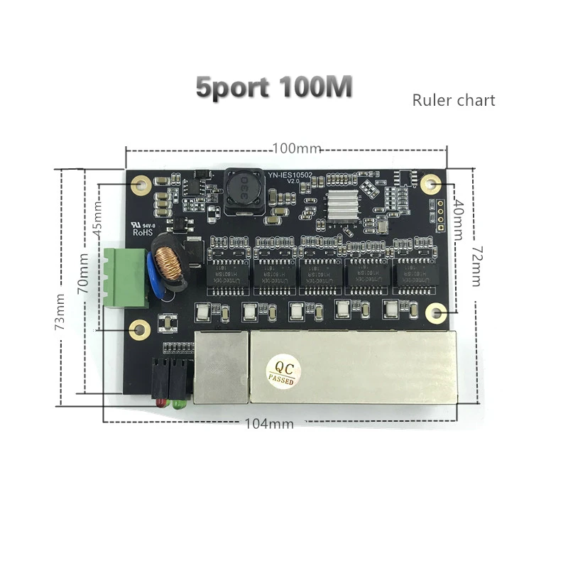 Неуправляемый 3/5 порт 10/100/1000M промышленный модуль коммутатора Ethernet PCBA плата OEM