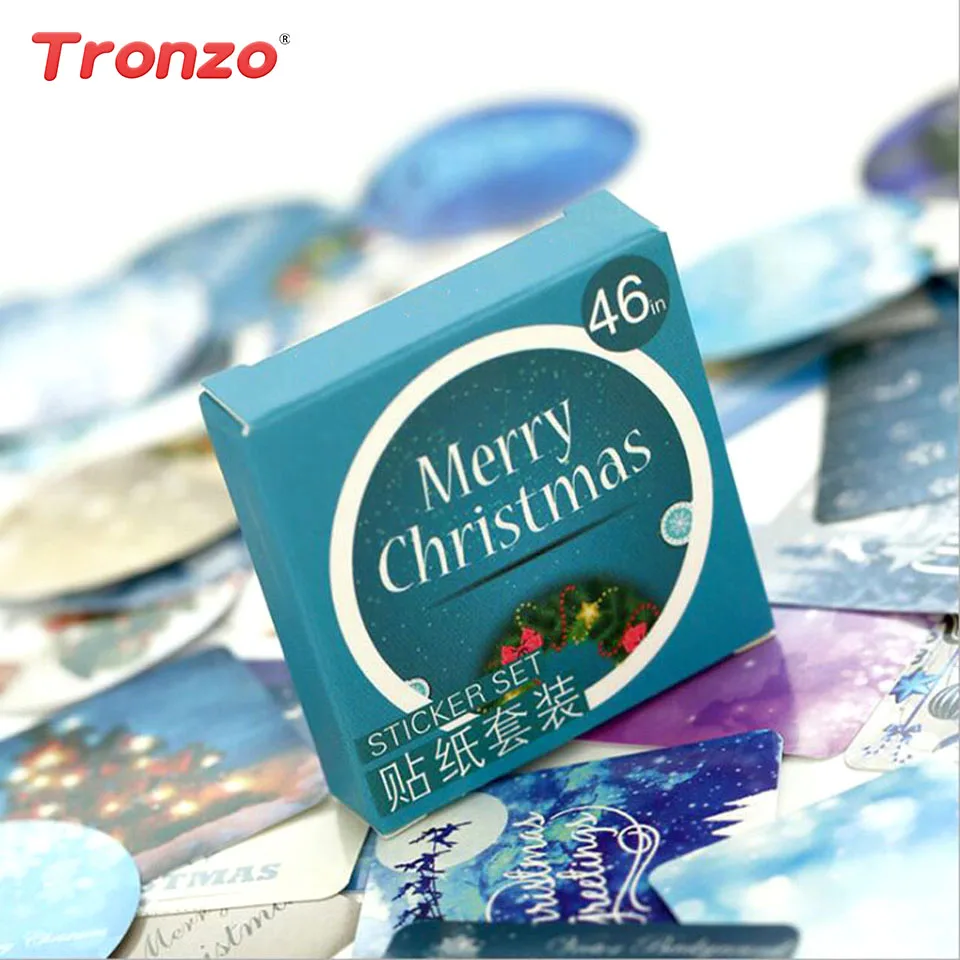 

Tronzo Christmas Boxed Stickers Christmas DIY Notebook Photo Album Stickers Scrapbook Decoration Christmas Decoration Xmas 2020