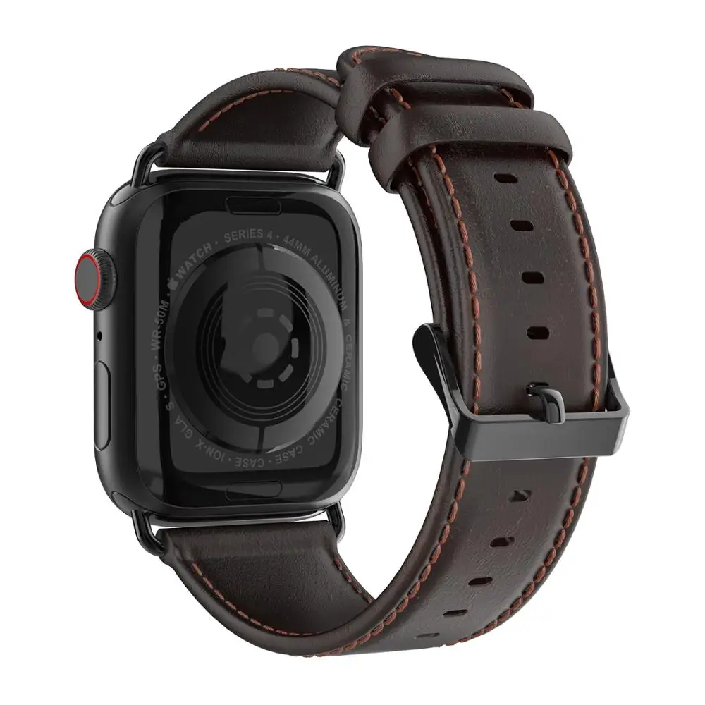 Один тур ремешок для apple watch серии 5 4 3 2 1 Swift из натуральной кожи ремешок для iWatch Наручные Классические ручной работы noir 40 44 мм - Цвет ремешка: coffee