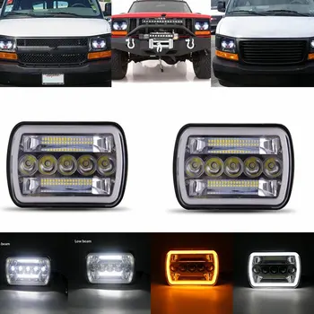 

pair 5X7 7X6 inch Rectangular Sealed Beam LED Headlight With DRL for Jeep Wrangler YJ Cherokee XJ H6014 H6052 H6054