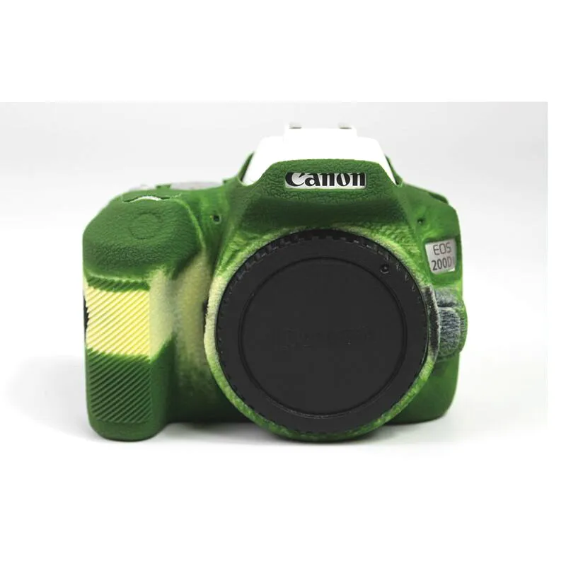 Резиновый силиконовый чехол для Canon EOS 200D 200DII 250D Kiss X9 X10 Rebel SL2 SL3 защитная рамка для камеры - Цвет: Армейский зеленый