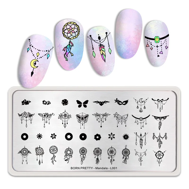 Mandala-L001 BORN PRETTY штамп для ногтей пластины Колокольчик для елки дизайн ногтей изображение прямоугольник круглый штамп с изображением Площади Шаблон цветок Геометрическая тема - Цвет: Mandala-L001