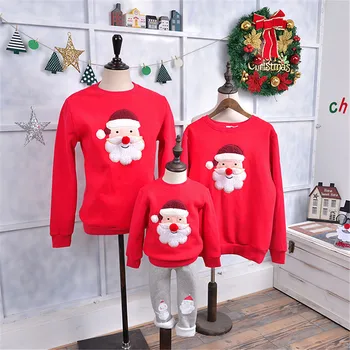 

Family Matching Outfits Winter Fleece Christmas Deer Sweater Dad Mom Daughter and Son Matching Choses Hoodies Baby Overalls