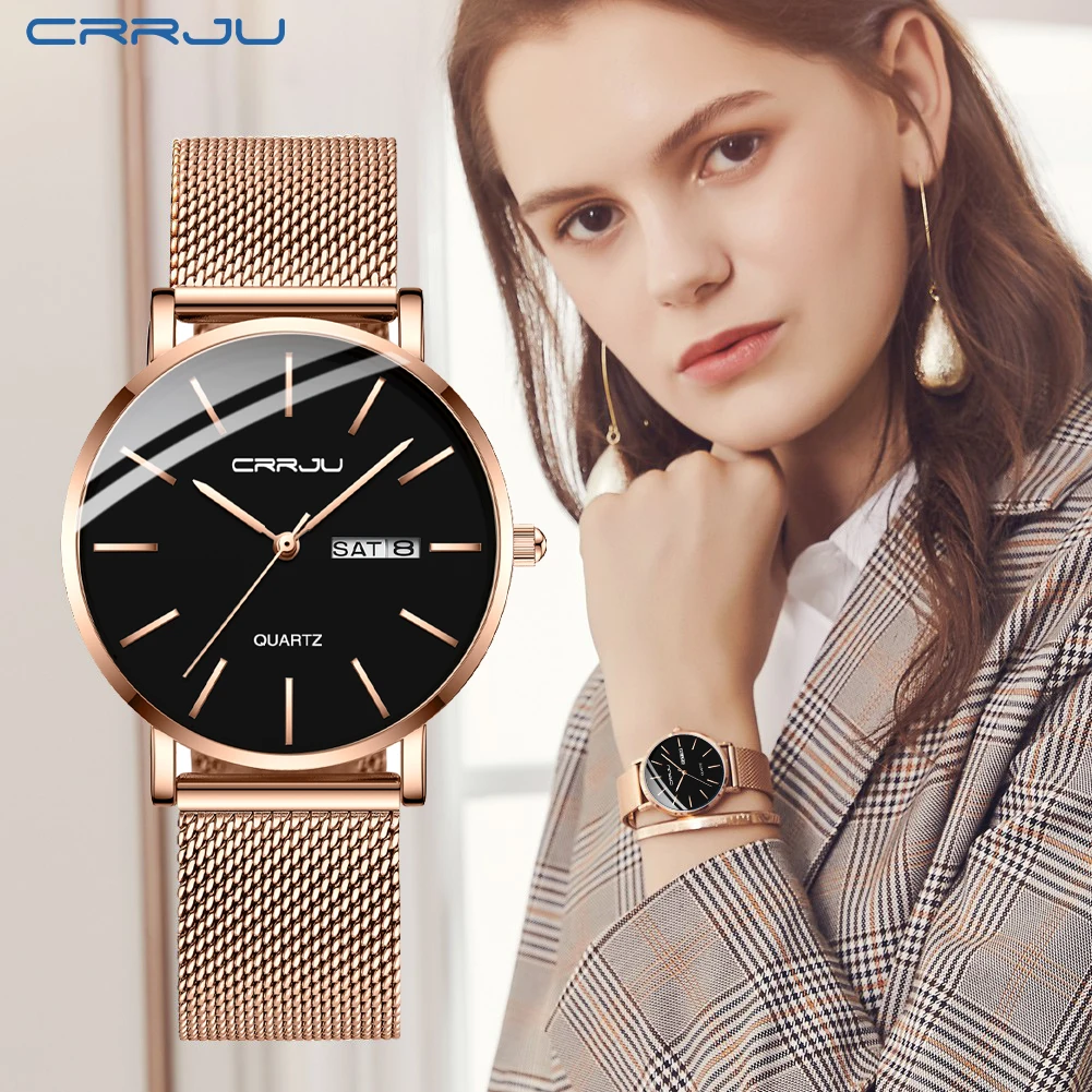 

CRRJU Charming Watches for Women Top Brand Luxury Fashion Business Ladies Watch Stainless Steel Band Casual Quartz Clock Relogio