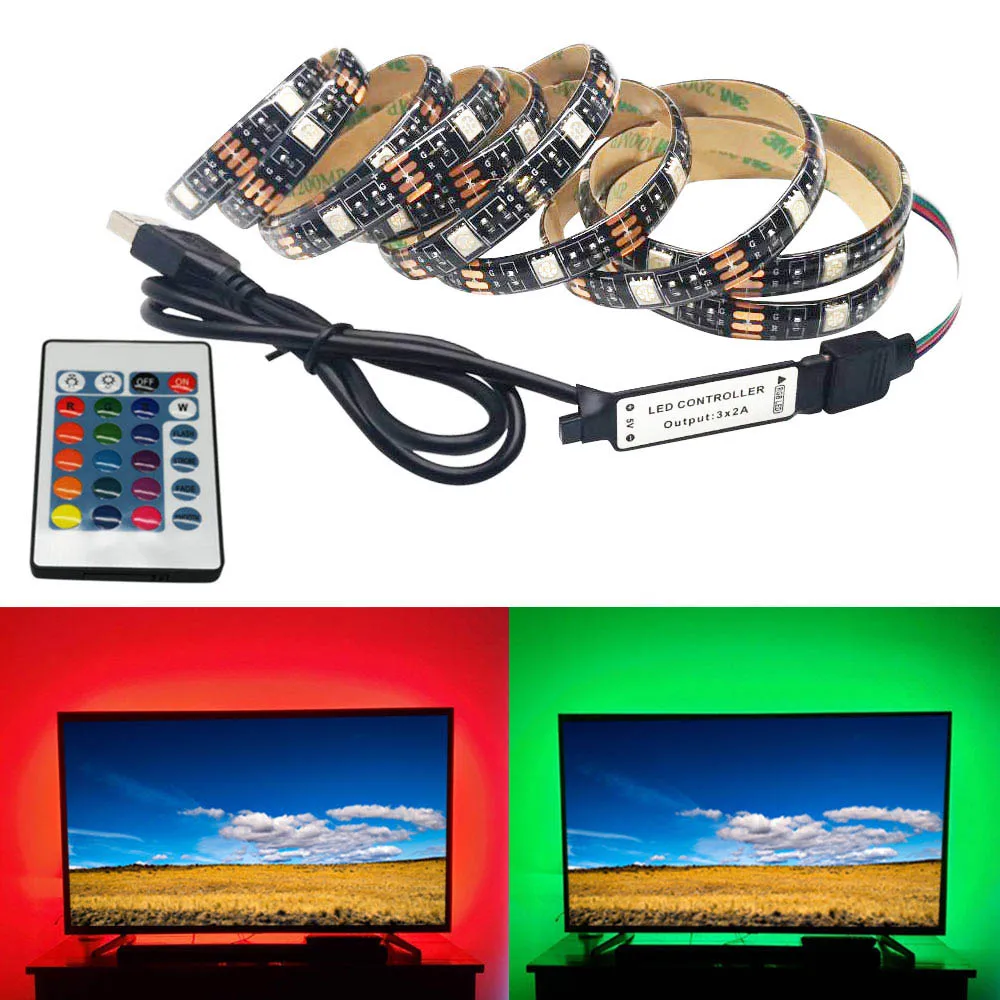USB RGB Светодиодная лента tv 5V 5050 SMD гибкий светодиодный пульт дистанционного