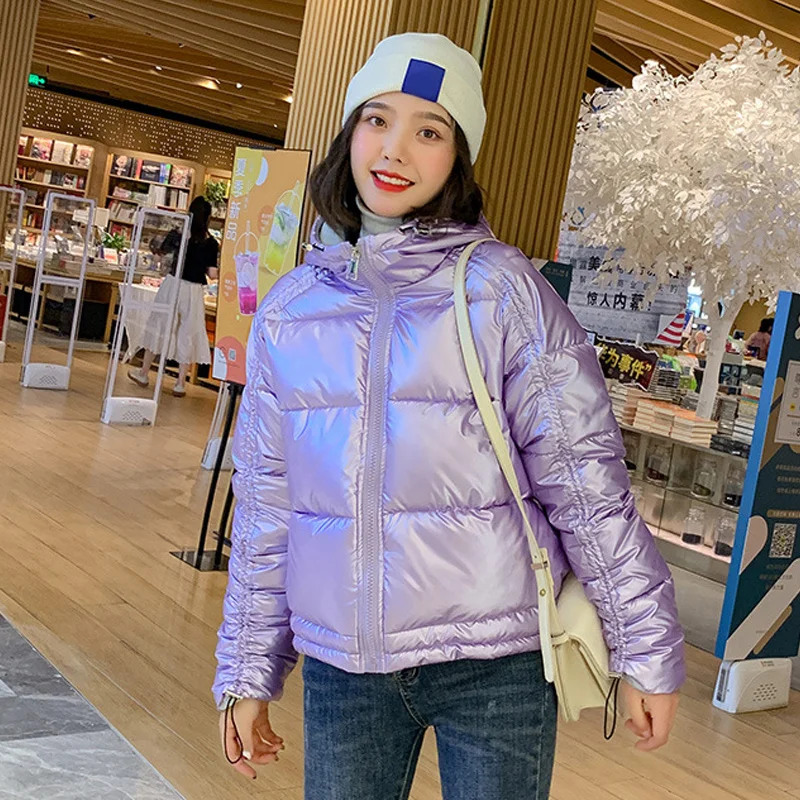 Bright Down Cotton Parkas Women's Short Bread clothing New Winter Chic Cotton Coat Women
