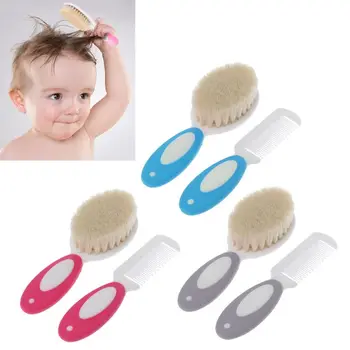 

2pcs Portable Soft Newborn Baby Hair Brush Baby Kids Comb Child Hairbrush Sets Boys Girls Head Massager