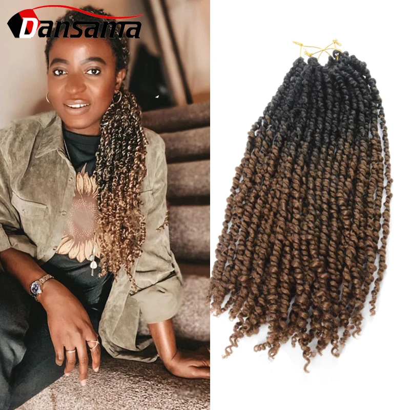 

DANSAMA 16 Inch Fluffy Crochet Braids Ombre Spring Twists Hair Synthetic Braiding Hair Extensions Braids Passion Twist for Women
