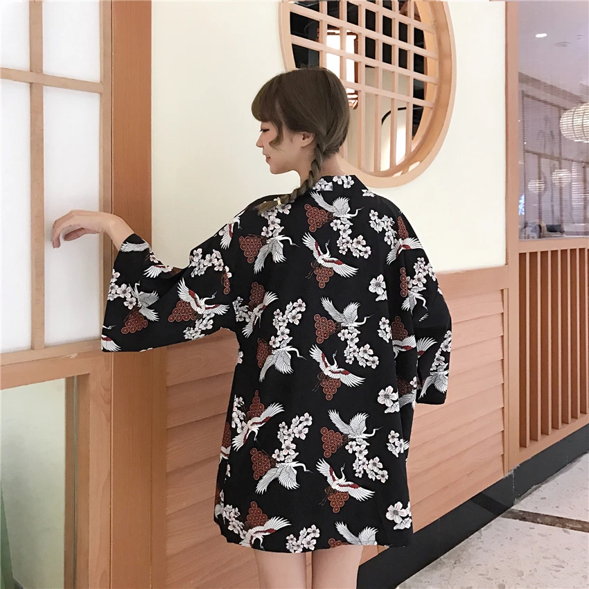 Harajuku японский модный стиль кимоно юката женский летний кардиган с цветочным