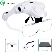 Eyelash Extension Lens Adjustable Headband Magnifying Glass Magnifier With LED Light Lamp Eyelash Extension Beauty Tools