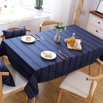 

Cotton Striped Tablecloth Fabric Coffee Table Western Tablecloth Rectangular Dust-Proof Tablecloth