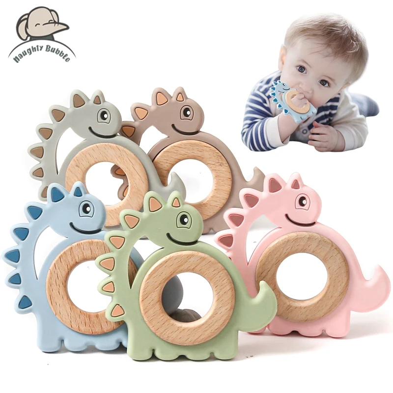 1PC Cartoon Dinosaur Molar Toy for Baby Oral Care Products BPA-Free Silicone Baby Teether Wooden Ring Food Grade Teething Toy 1 1PC Cartoon Dinosaur Molar Toy for Baby Oral Care Products BPA-Free Silicone Baby Teether Wooden Ring Food Grade Teething Toy 1