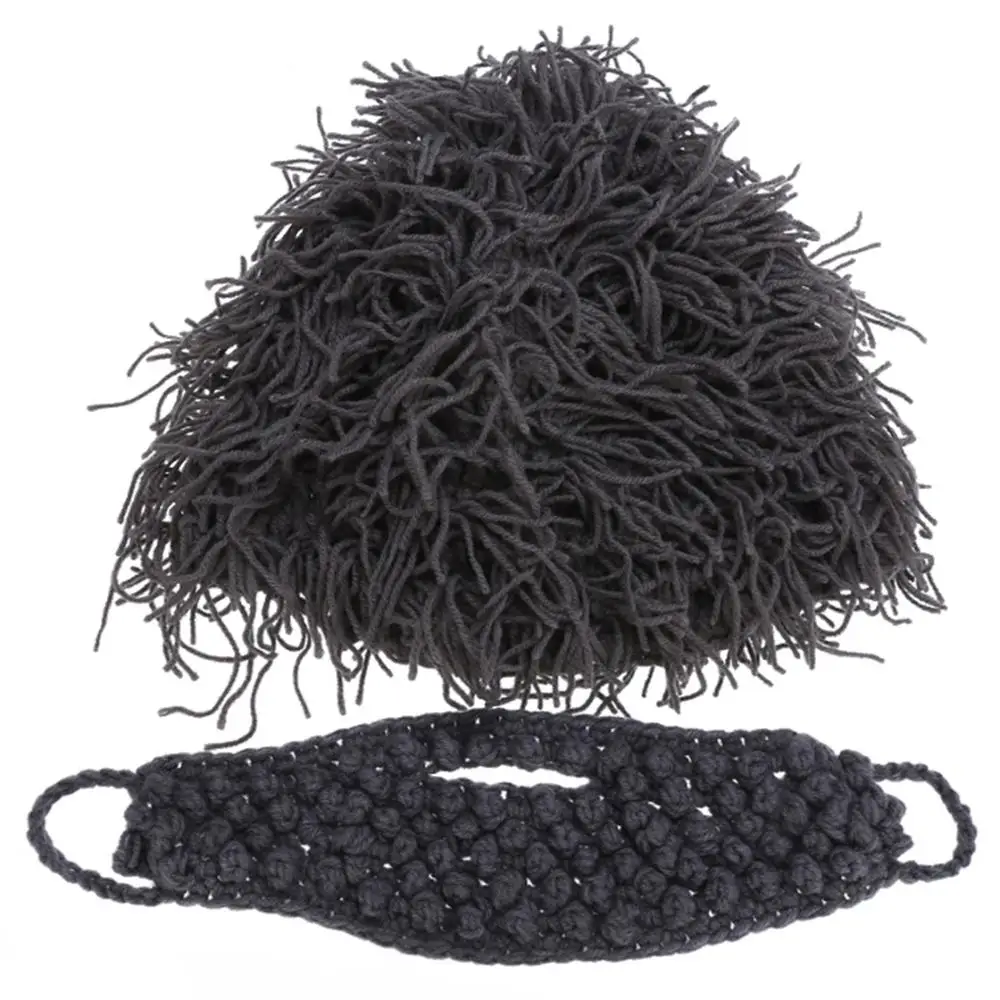 Мужская зимняя вязаная крючком шапка с бородой и кисточками|beard beanie|hat beardwarm cap |