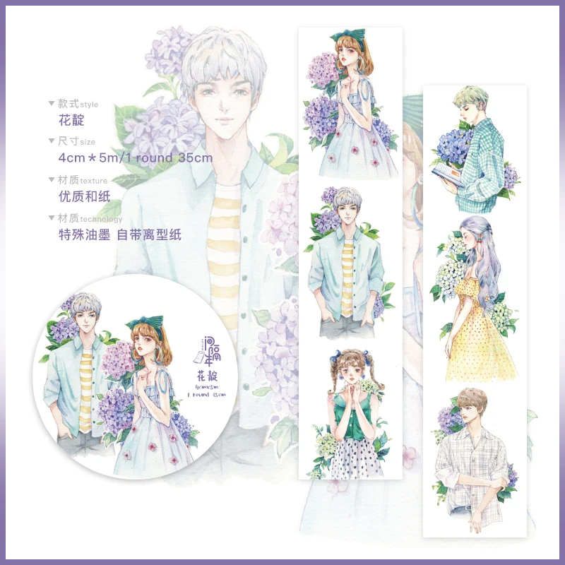 HuaDian 1 шт./партия клейкая лента из рисовой бумаги Dream Hydrangea Blueberry декоративная клейкая Скрапбукинг DIY Бумага японские наклейки - Цвет: HuaDian