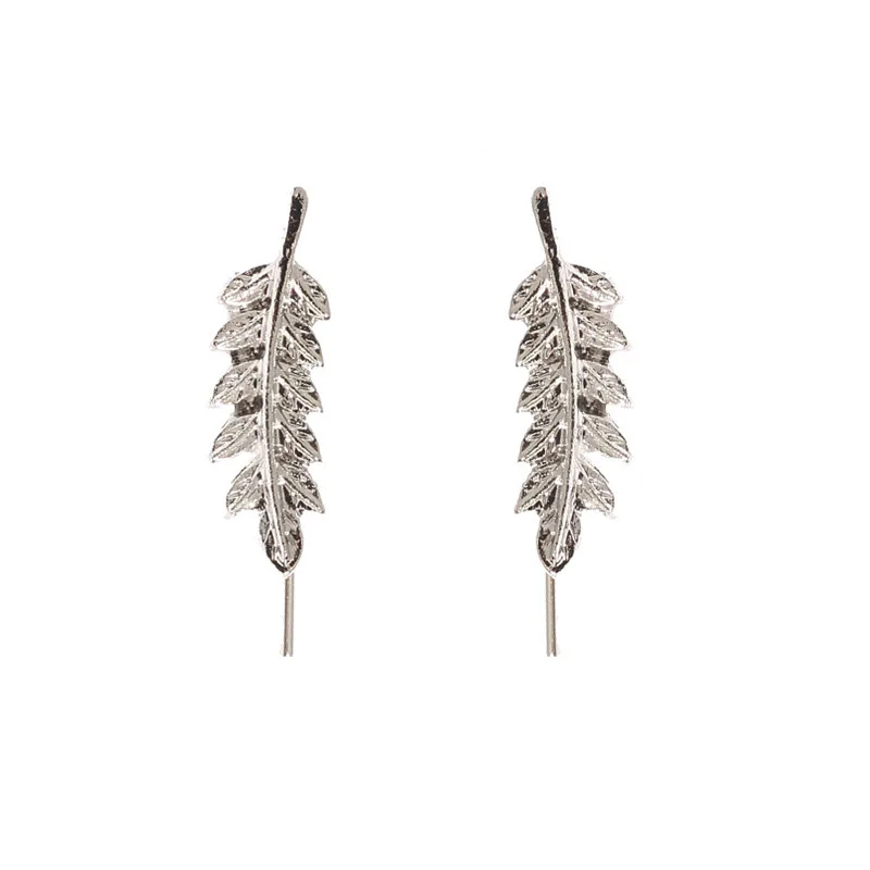 

2020 Real Oorbellen Aros Contracted Leaves Alloy U-shaped Stud Earrings Unique Individual Character Joker Ear Accessories