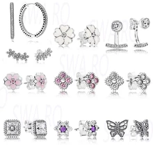 Новая мода Стерлинговое Серебро 925 Магнолия инкрустированные серьги в форме бабочки пирсинг серьги оригинальные 1:1 женские ювелирные изделия