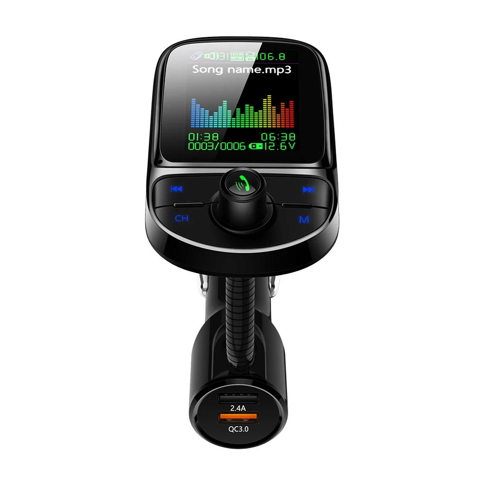1,8 дюймов TFT цветной дисплей беспроводной BT Bluetooth Автомобильный fm-передатчик многофункциональный MP3-плеер с двумя usb зарядным портом