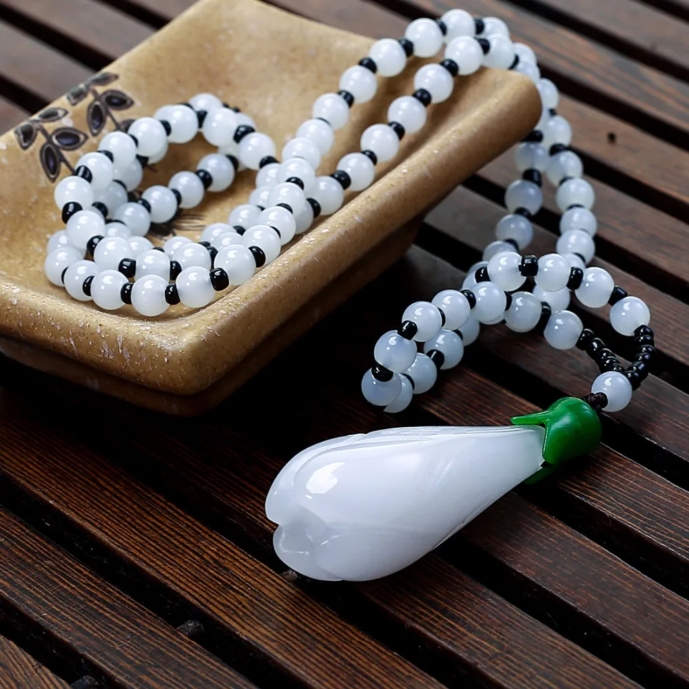 Бесплатная доставка натуральное ручной работы jade нефритовый белый нефритовый цветок подвески, ожерелья женские модели подвеска Магнолия
