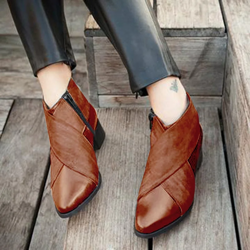 Женская обувь; ботинки на завязках из искусственной кожи; Женская деловая обувь; chaussures femme; повседневная обувь на молнии; Botas Mujer; женская модная прогулочная обувь на низком каблуке