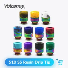 Volcanee красочные 510 смолы капельного наконечника 8,5 мм диаметр Нержавеющая сталь для Ijust S 510 нить Vape танк распылитель Vape аксессуары