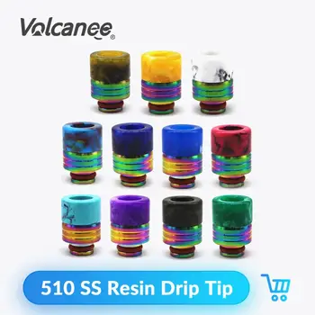 

Volcanee Colorful 510 Resin Drip Tip 8.5mm Diameter Stainless Steel For Ijust S 510 Thread Vape Tank Atomizer Vape Accessories