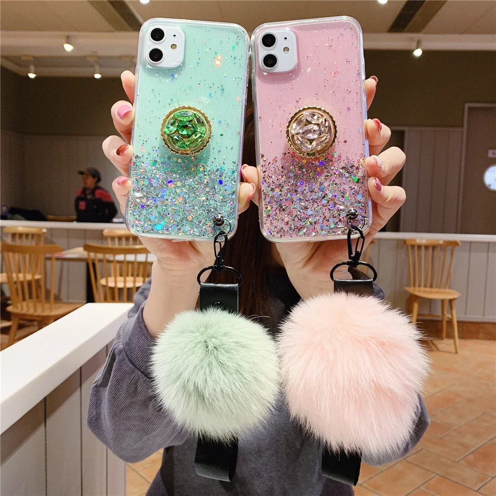 

Wristband Ring Stand Phone Case For VIVO IQOO NEO 3 Pro 5G V7 Plus V9 V5 V11 V15 Pro V17 V19 NEX3 U1 U3 U20 Z3 S1 Case Glitter