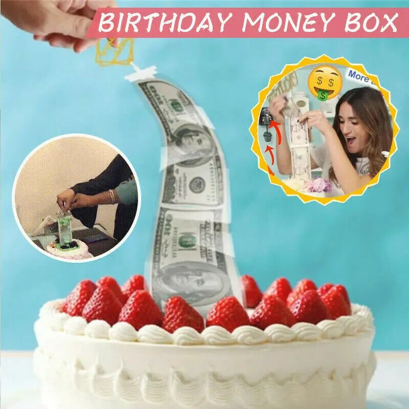 День рождения Забавный подарок Сюрприз коробка для денег салфетка банкнота коробка украшения для торта изготовление сюрприз игрушка Потяните деньги украшение коробка