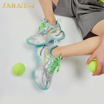 

SaraIris 2020 New Design Genuine Leather Women Shoes Round Toe High Heels Mixed Colors Spring/Autumn Casual Woman Shoes