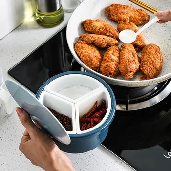 

Kitchen Multi-grid Seasoning Box Salt Sugar Spice Seasoning Storage Box Case B88