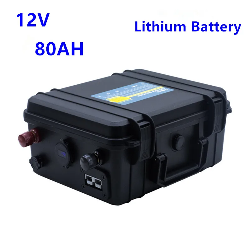 12V lithium battery pack 80AH waterproof with 10A charger for boat propeller LED light golf cart | Электроника