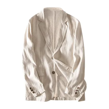 

KLV 2019 men suit jacket Men's Slim Fit Linen Blend Pocket Solid Long Sleeve Suits Blazer Jacket Outwear suit free shipping D4