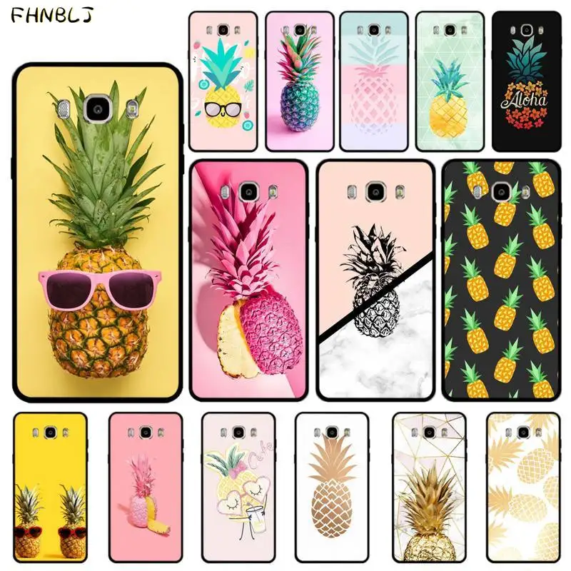 Мягкий чехол FHNBLJ с ананасом черный для телефона Samsung J6 J7 J2 J5 prime J4 J8 2016 2017 2018 DUO core neo |