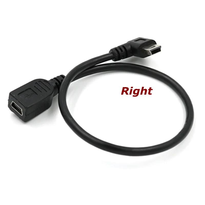 Câble Extension Mini USB 90° - Mâle Vers Femelle, 30cm, Angle Gauche, Pour Caméra Etc.