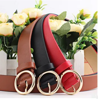 

None Round Women Solid Fashion Buckle Waist Casual Shape Belt 2019 New Simple Circle Pin Buckles Belt Boho Waistband