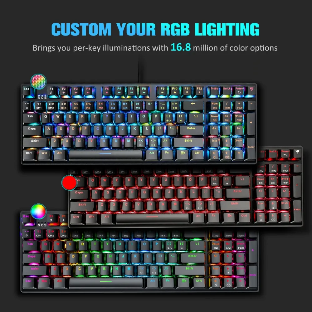 VicTsing PC259 Mechanical Keyboard RGB USB Wired Gaming Keybaord Blue Switch With 96 Keycaps Customized RGB Backlit For PC Gamer (1)