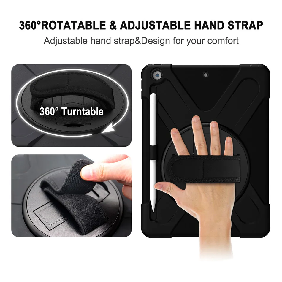 Case For New iPad 10.2 Pencil Holder Cover For iPad 10.2 7th Generation A2197 Kids Safe Shockproof Armor cover+Glass+Pen