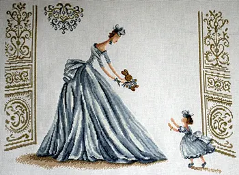 

11/14/16/18/22/25/28ct Counted Cross Stitch Kit Bed Time in Blue Bedtime Woman Lady and a Girl helene tran